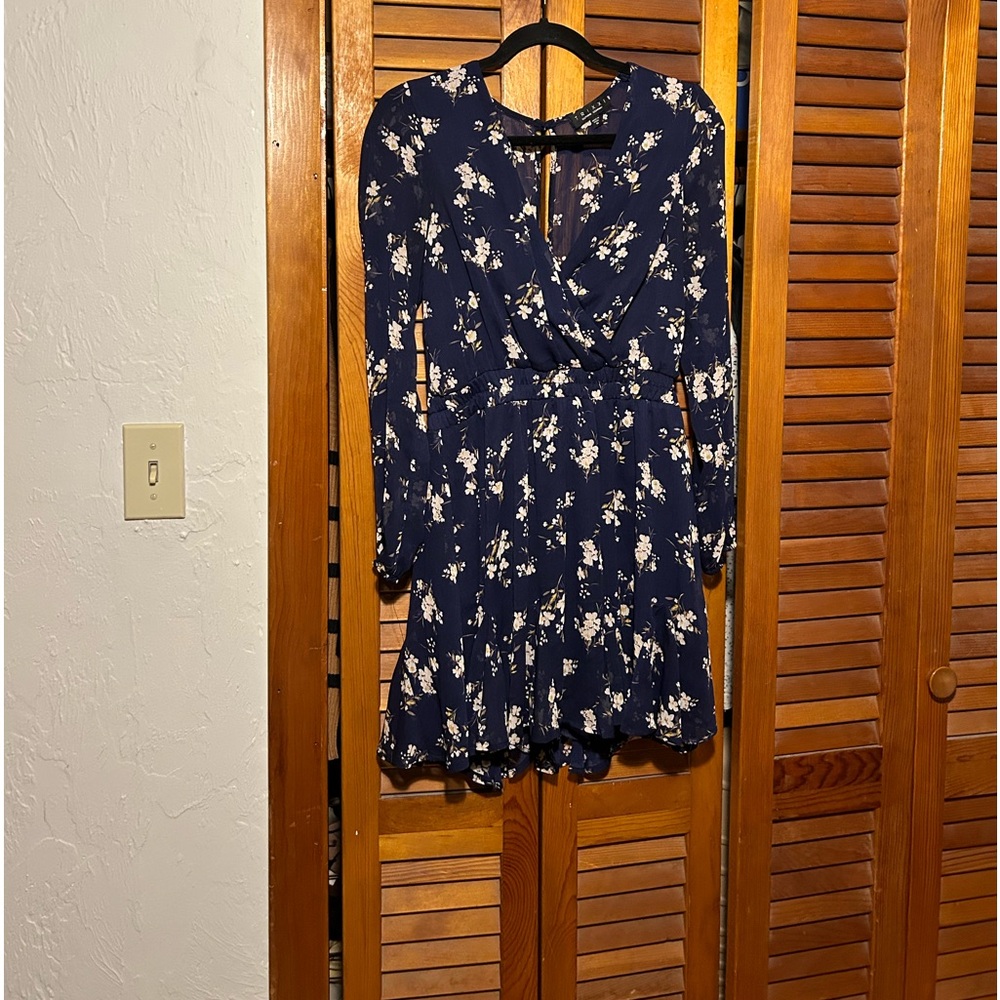 Navy blue floral mini dress
